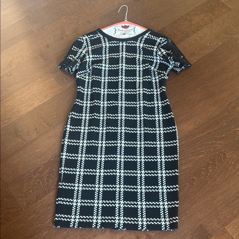 Karl Lagerfeld Black and White Sheath Midi Dress